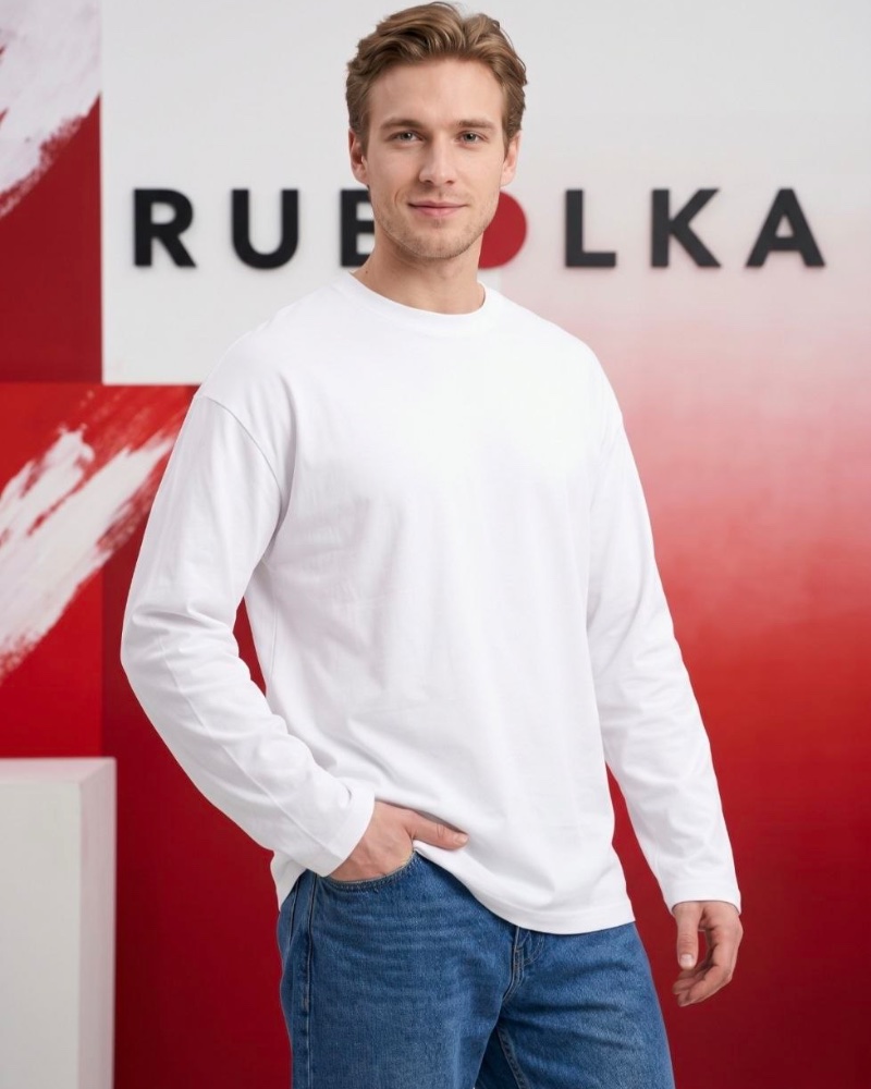 Лонгслив оверсайз из кулирки 240 г/м², белый