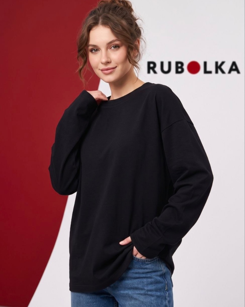 Лонгслив оверсайз из кулирки 240 г/м², чёрный