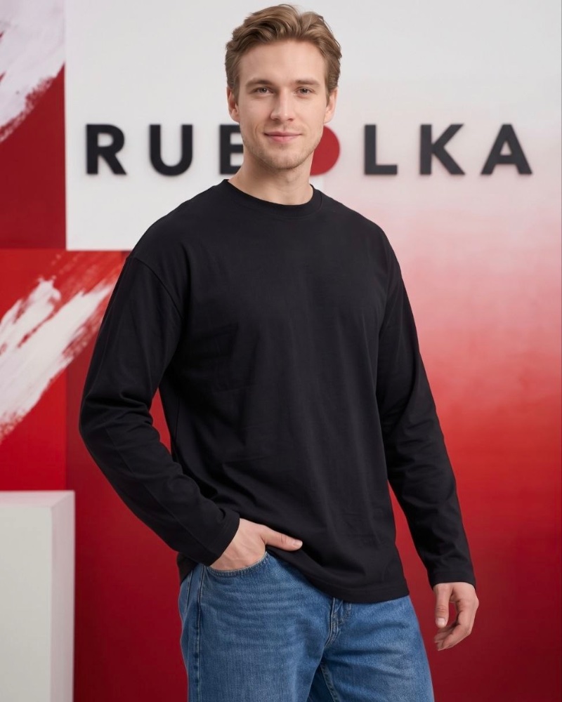 Лонгслив оверсайз из кулирки 240 г/м², чёрный